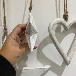 White Rustic Wood Star