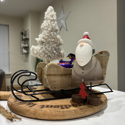 Boucle Fur tree with wood base