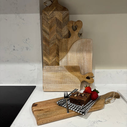 Ezra Slim Wooden Serving Platter | Mango Wood Serving Board with Handle