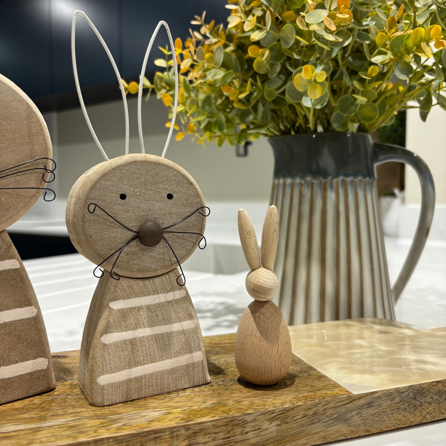 Natural Wooden rabbit with stripes - 2 sizes