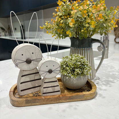 Flower Etched Wooden Tray - small