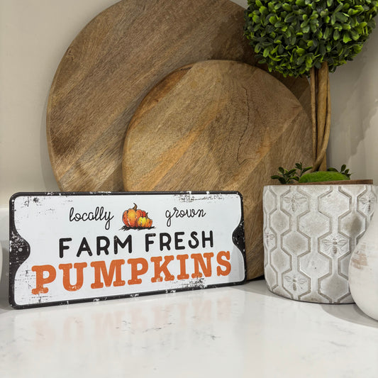 Farm Fresh metal pumpkin sign