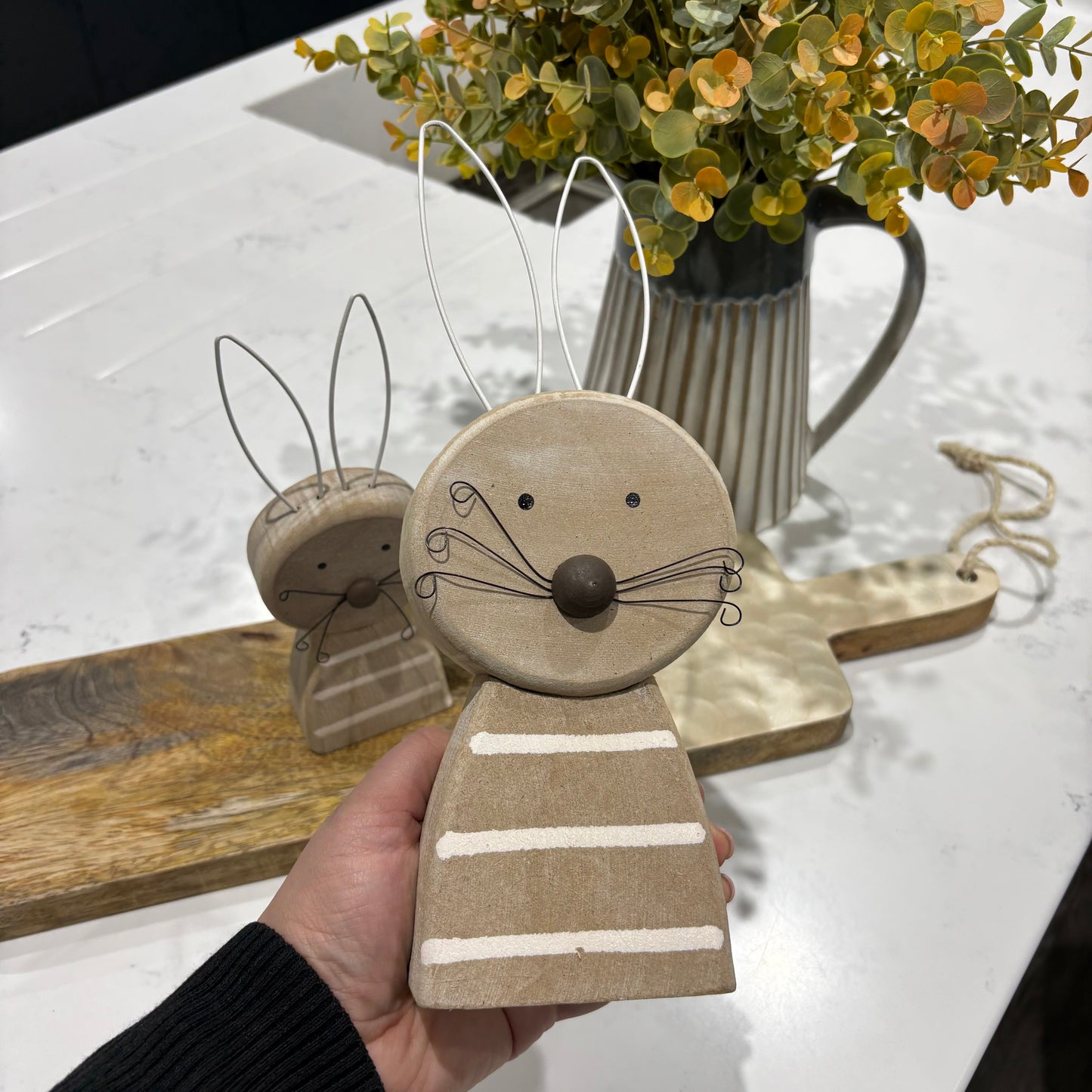 Natural Wooden rabbit with stripes - 2 sizes