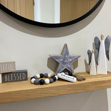 Load image into Gallery viewer, Rustic mango wood and grey enamel star