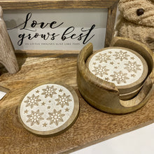 Load image into Gallery viewer, Snowflakes Wooden Coaster Set
