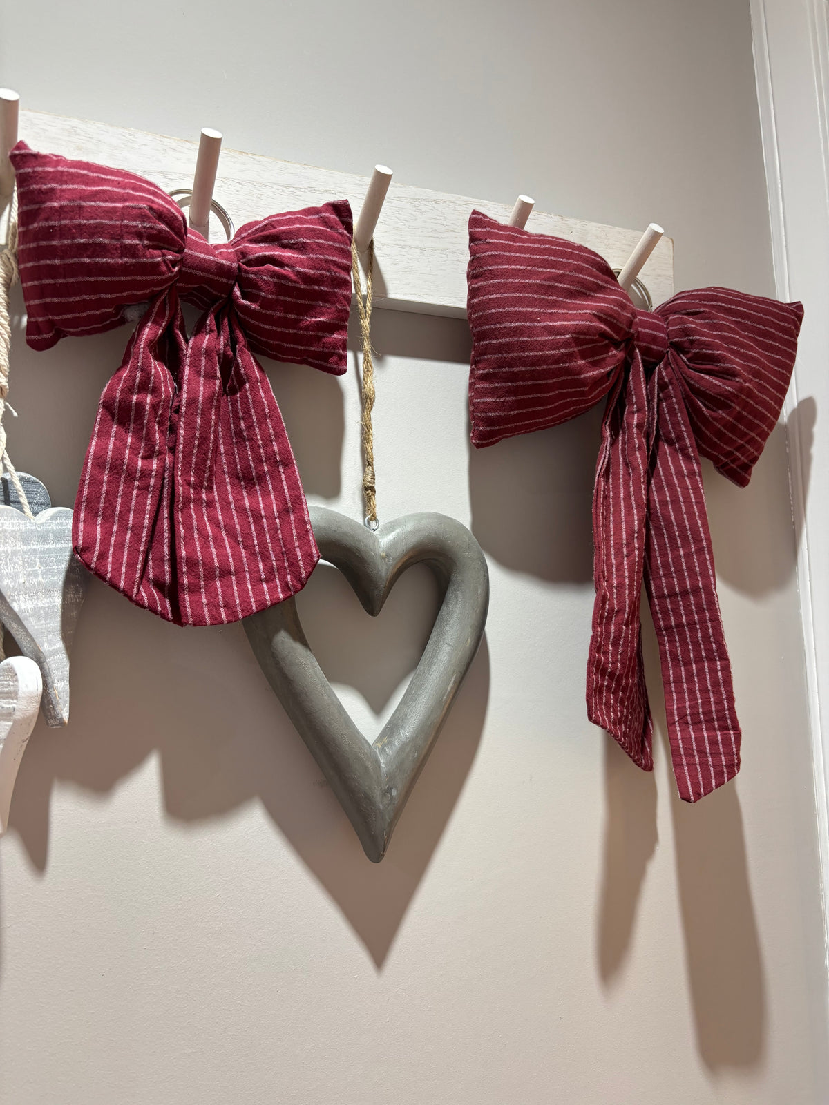 Fabric Bow Hanging Christmas Decoration 27cm