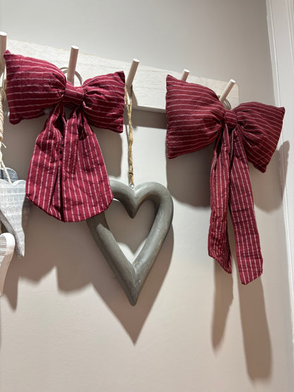 Fabric Bow Hanging Christmas Decoration 27cm