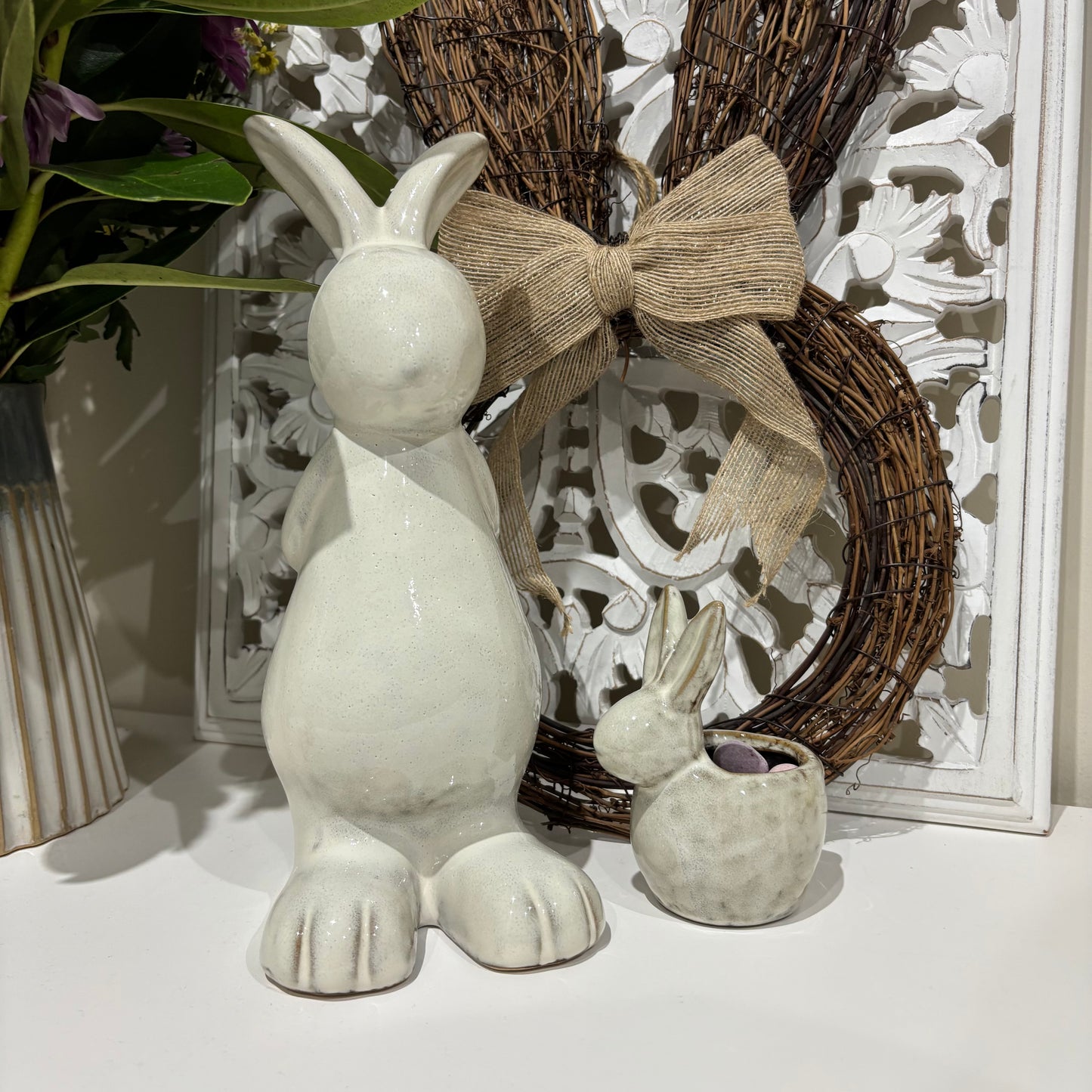 Ceramic Standing Rabbit Ornament – Natural Finish