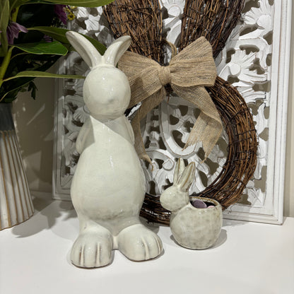 Ceramic Standing Rabbit Ornament – Natural Finish