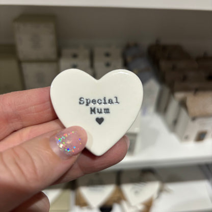 Special Mum porcelain heart token