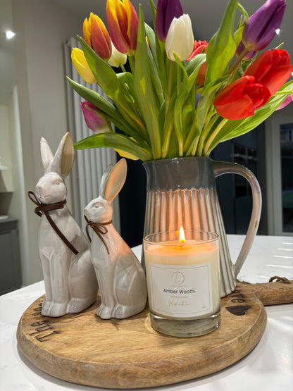 White Ceramic Sitting Bunny Ornament - set of 2