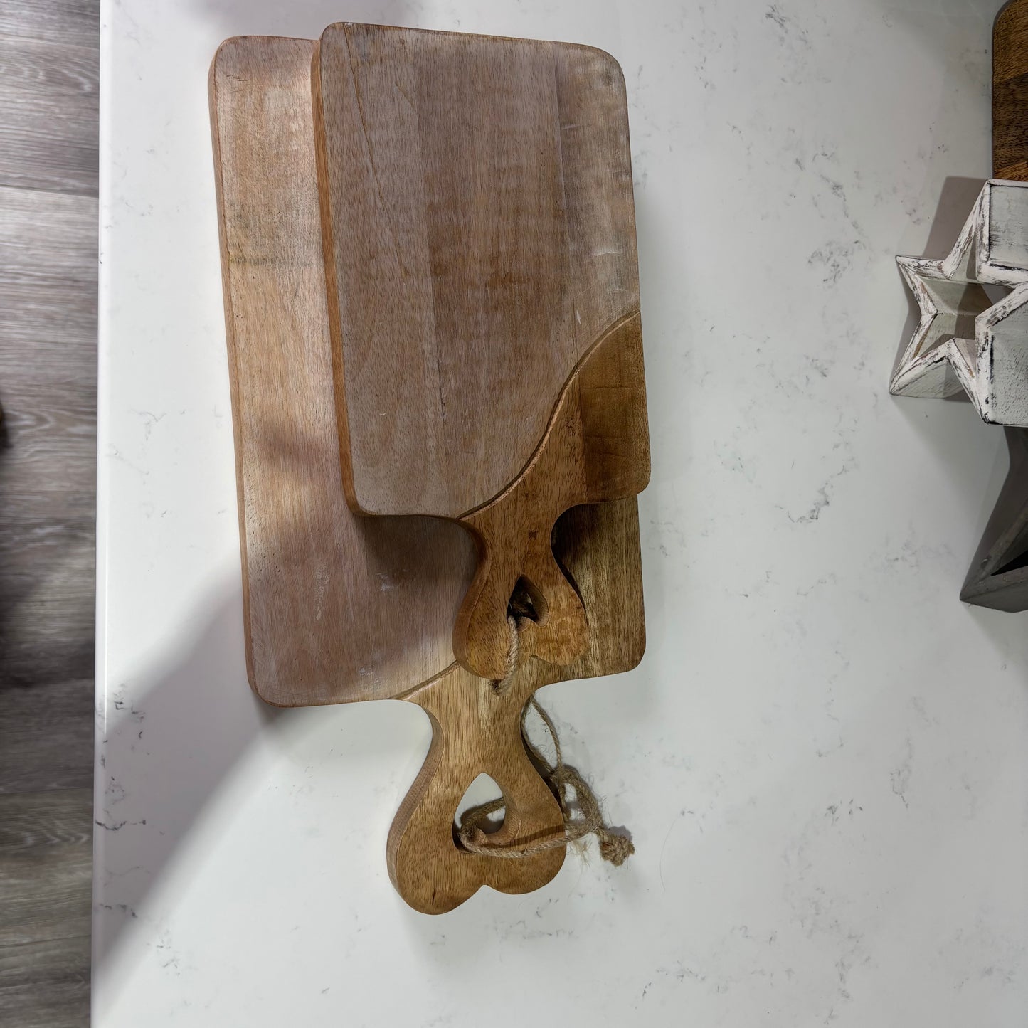 Amelie - Dual Tone Wooden Chopping Board with Heart Carved Handle - 2 sizes