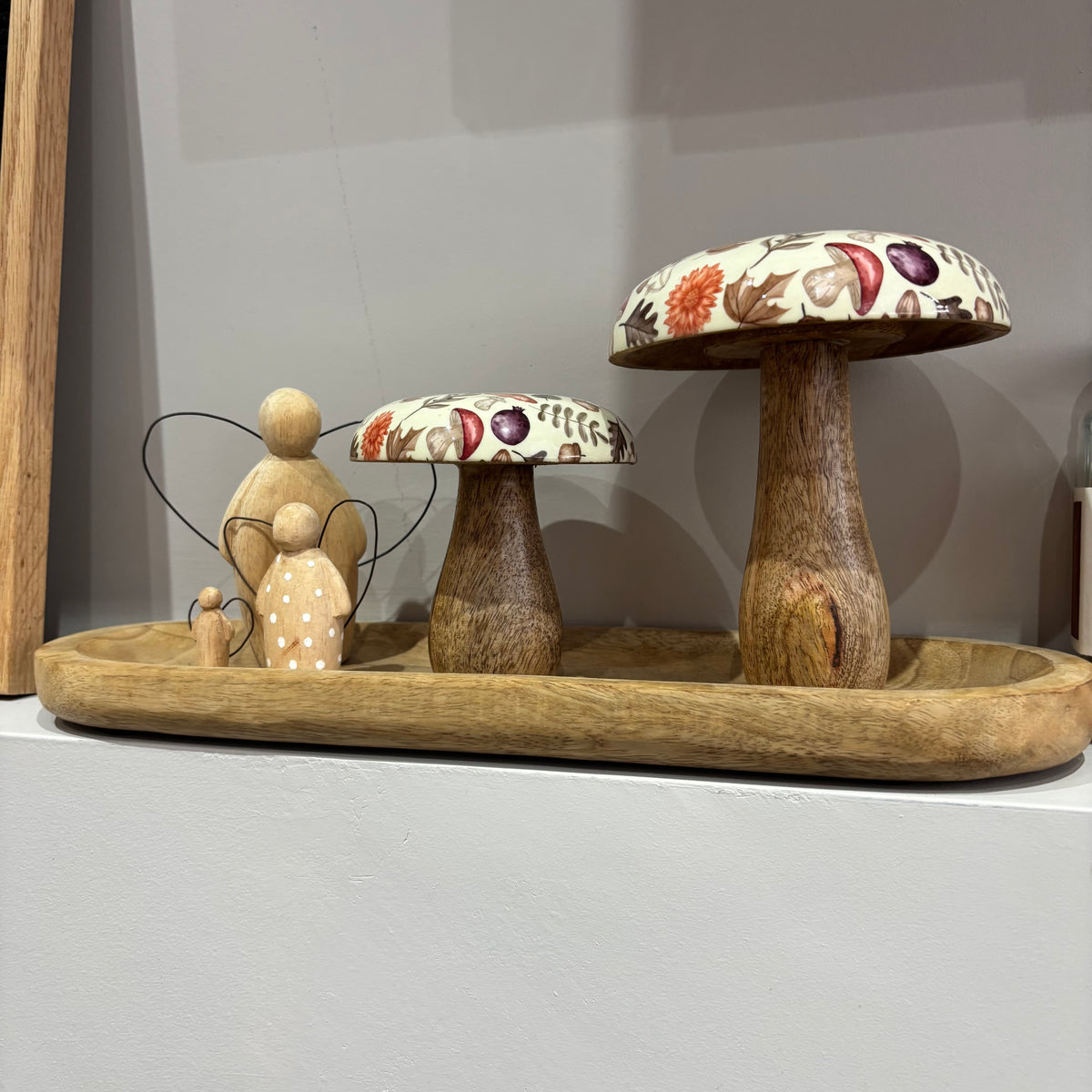 Autumnal mangowood mushrooms set of two