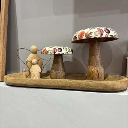 Autumnal mangowood mushrooms set of two