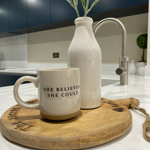 She Believed She Could- Cream Glazed Ceramic Mug