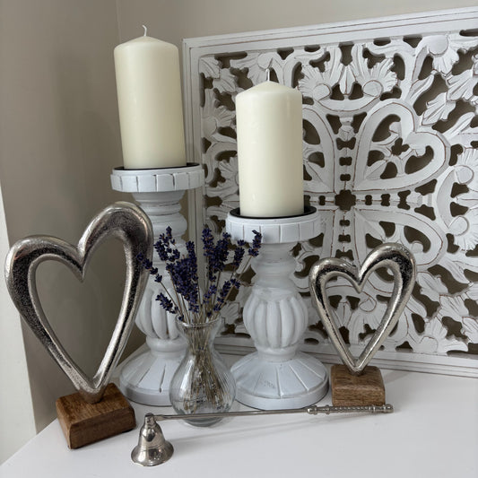 Whitewash rustic candle holder - 2 sizes