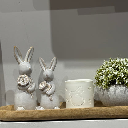 White rabbit with flower - 2 sizes