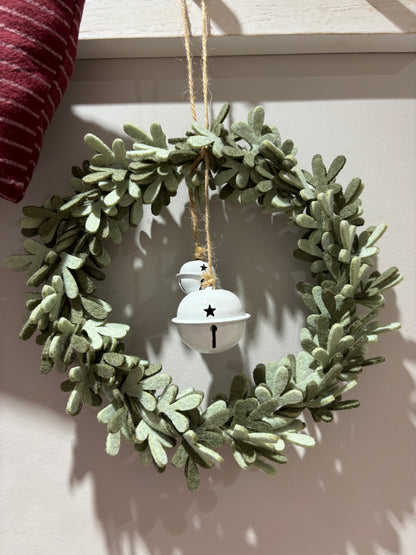 Felt Wreath with Bell Detail - 2 colours