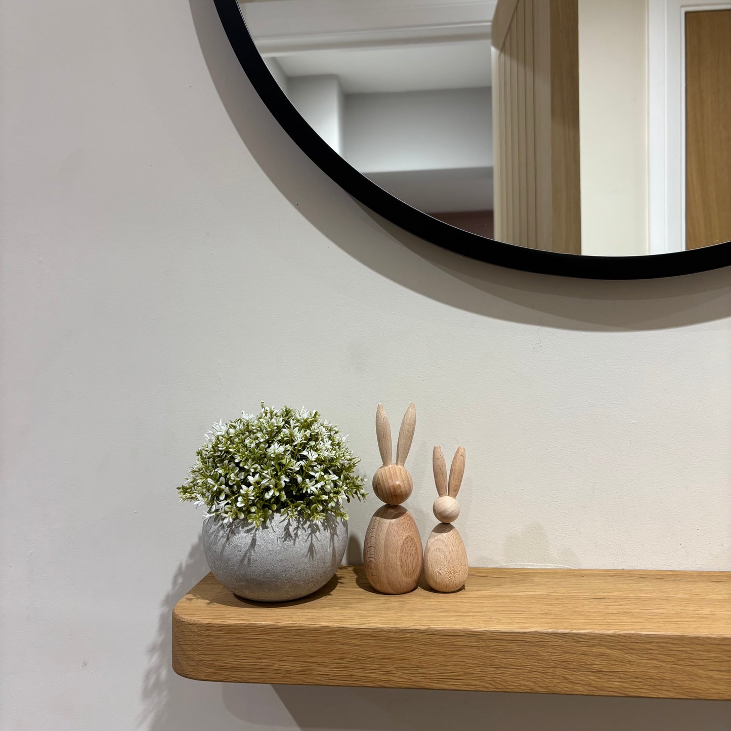 Rustic Wooden Rabbit Decorations – Set of 2