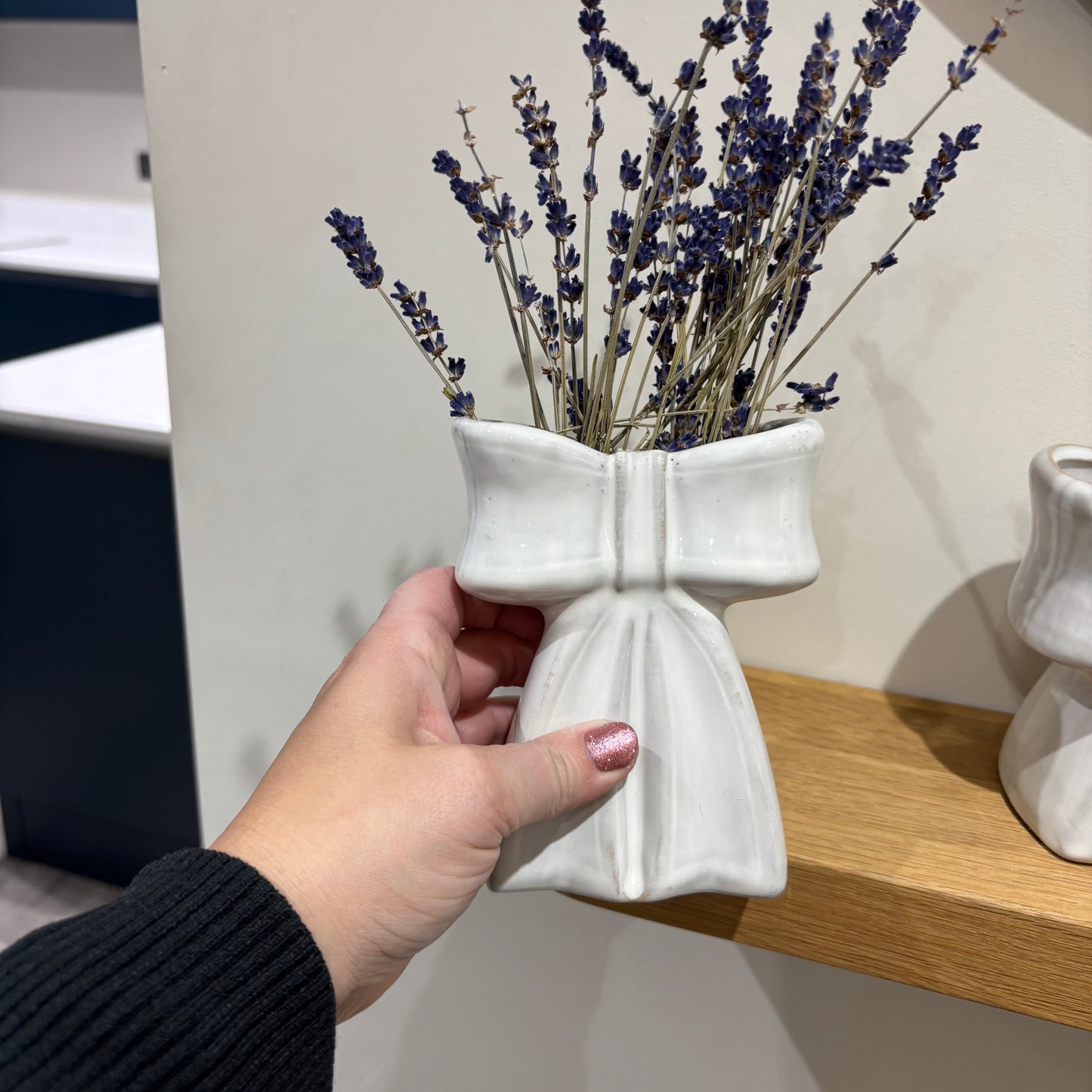 White Ceramic Bow Vase - 2 sizes