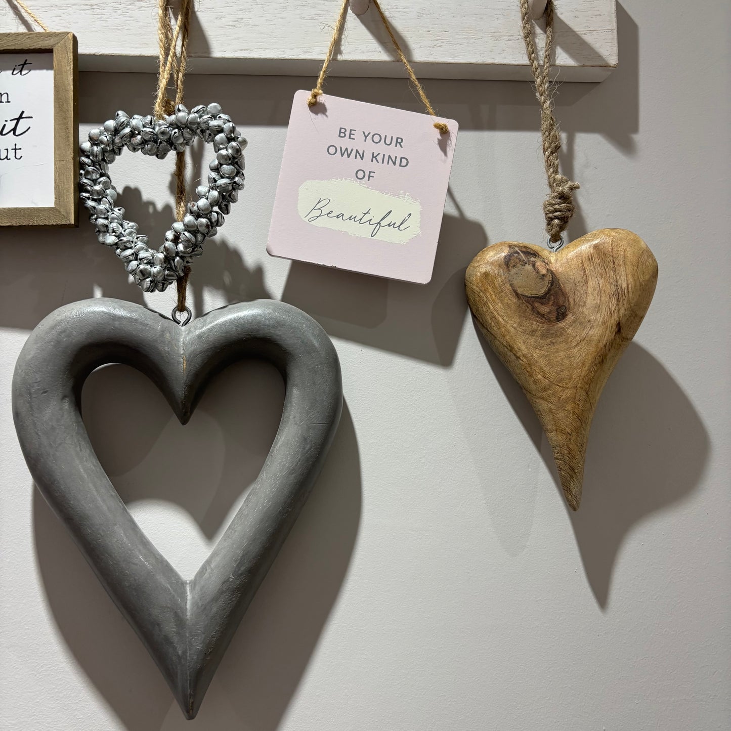 Long Wooden Hanging Heart