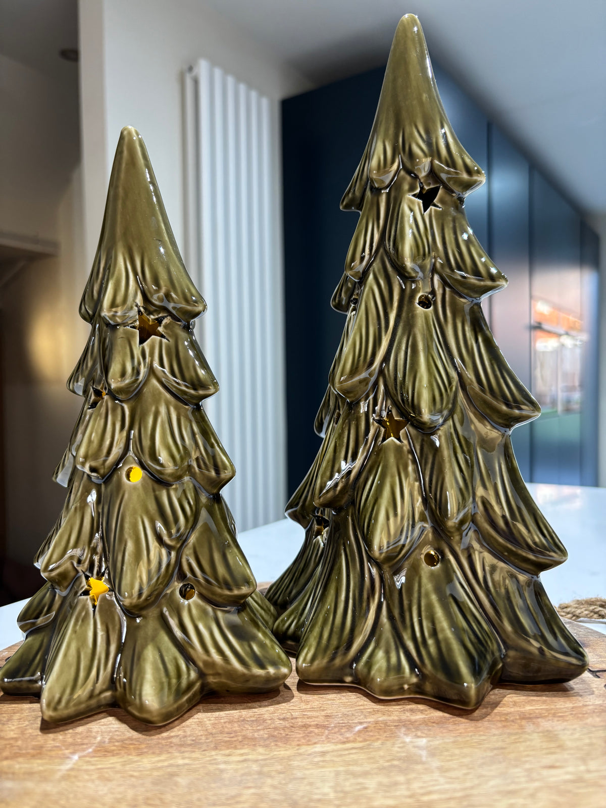 Green LED Ceramic Christmas Tree Decoration