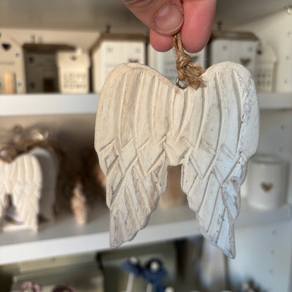 Hanging Carved Wooden Angel Wings