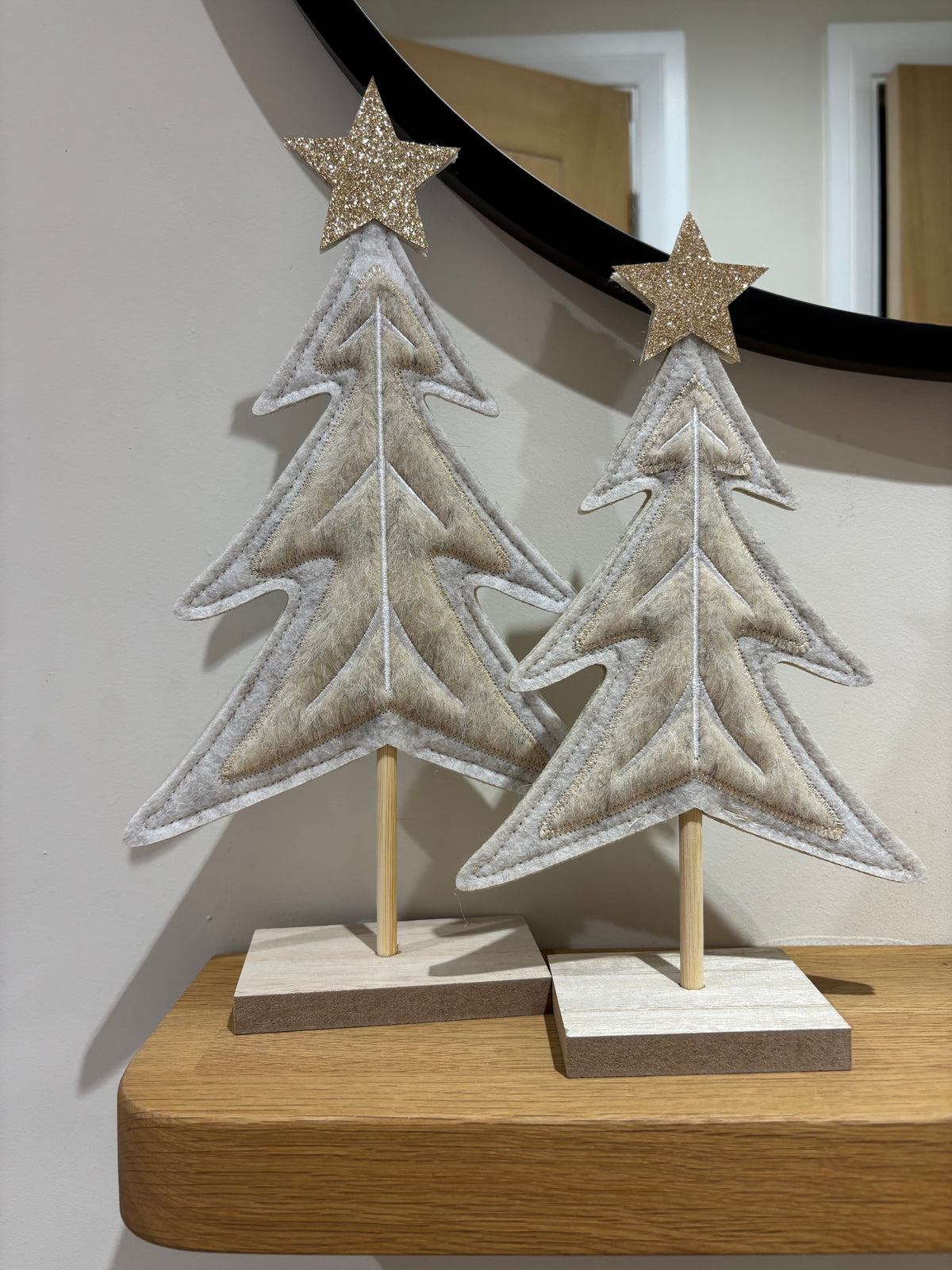 Cream Felt Standing Christmas Tree – 2 Sizes
