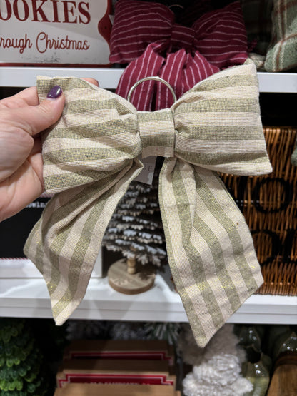 Fabric Bow Hanging Christmas Decoration 27cm