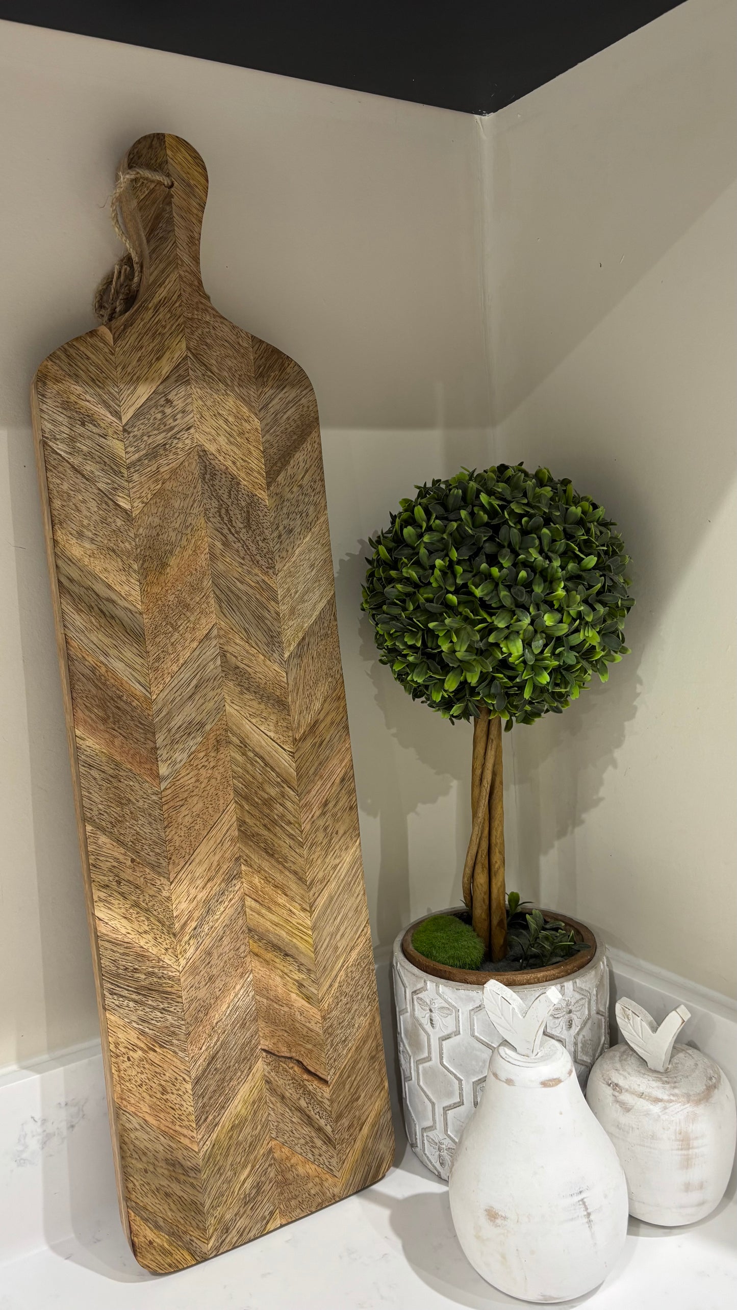 Colmar Long Wooden Serving Platter | Chevron Mango Wood Serving Board
