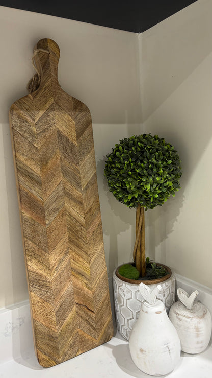 Colmar Long Wooden Serving Platter | Chevron Mango Wood Serving Board