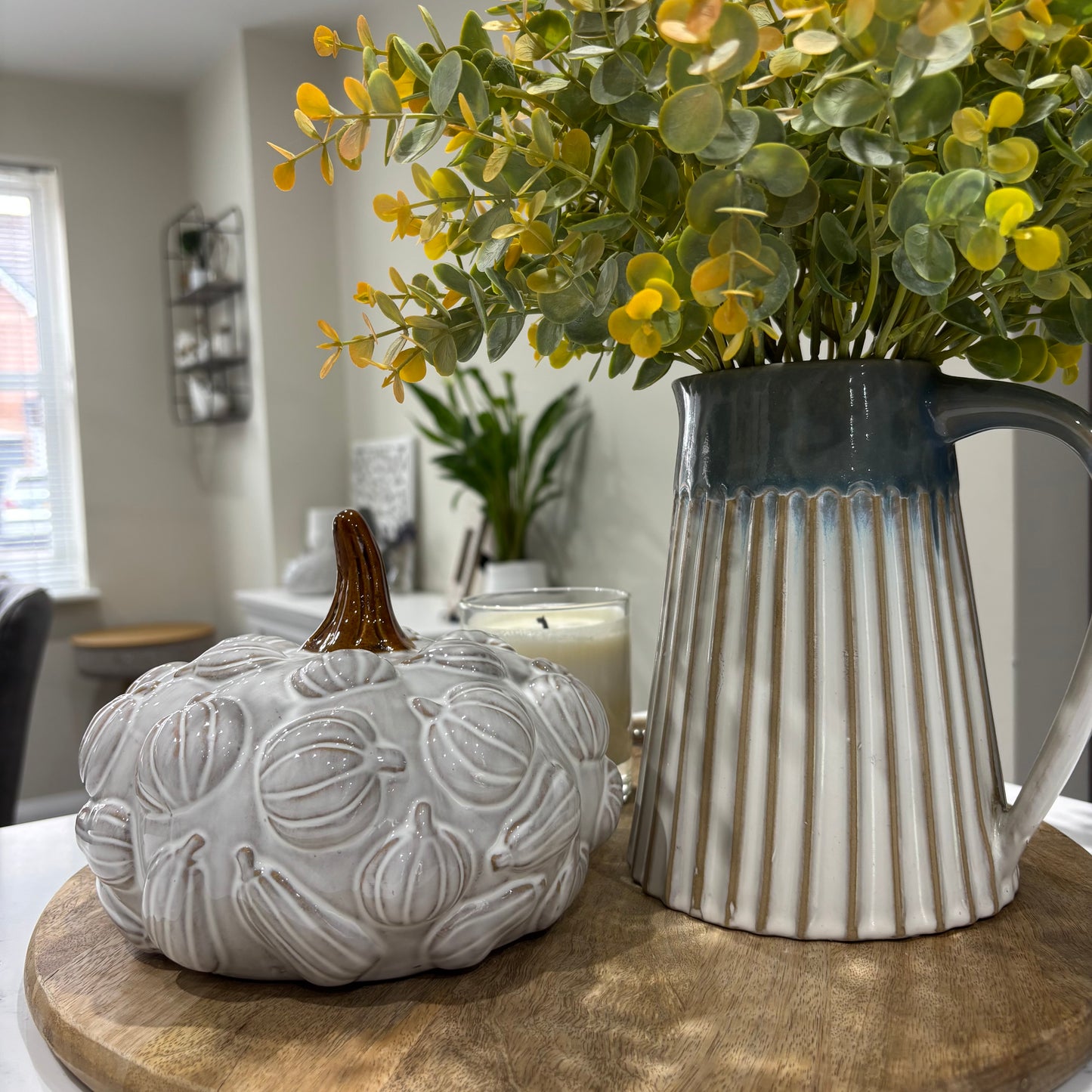 Pretty white pumpkin with pumpkin pattern