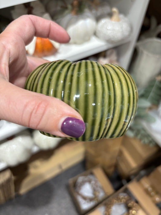 Green Pumpkin Tealight Holder