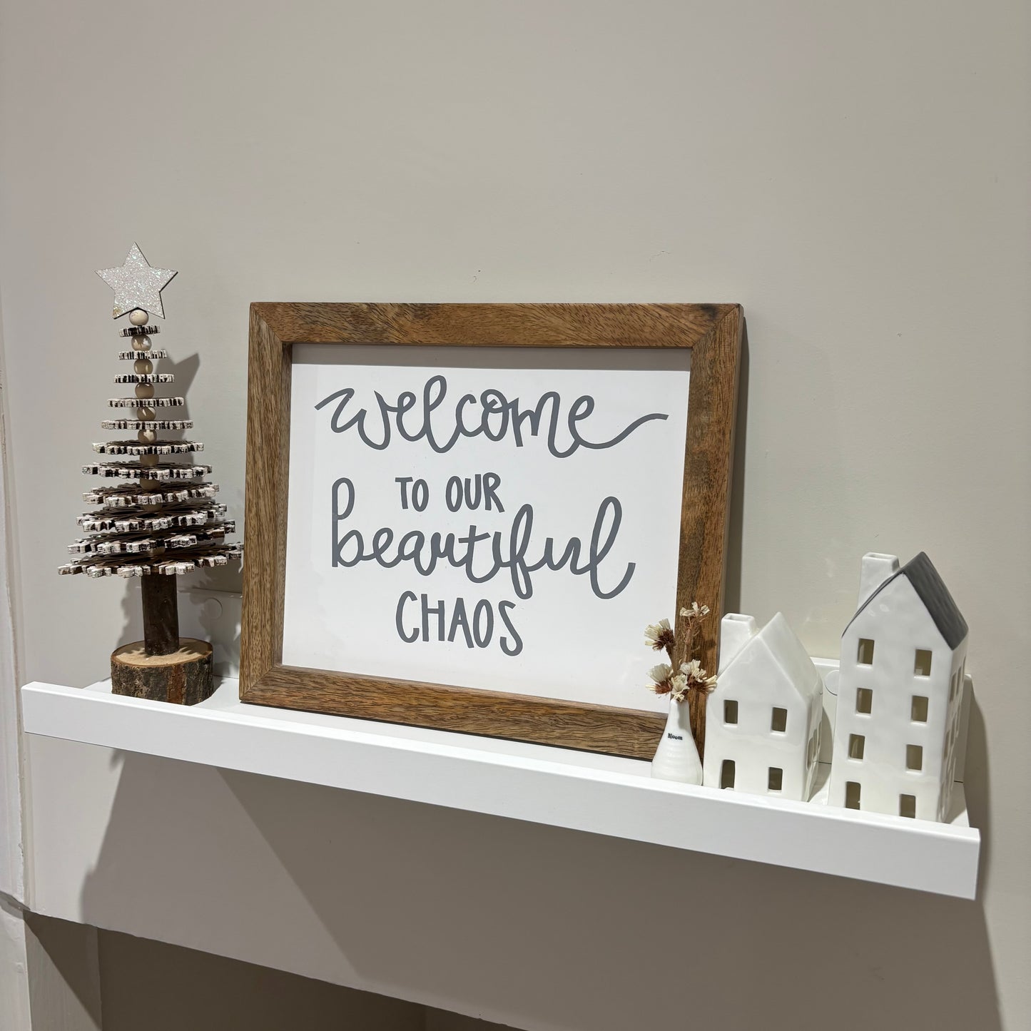 Tiered wood snowflake tree