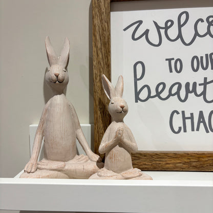 White Resin Sitting Bunny Rabbits