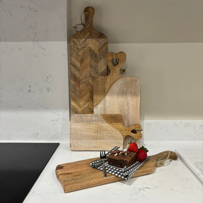 Amelie - Dual Tone Wooden Chopping Board with Heart Carved Handle - 2 sizes