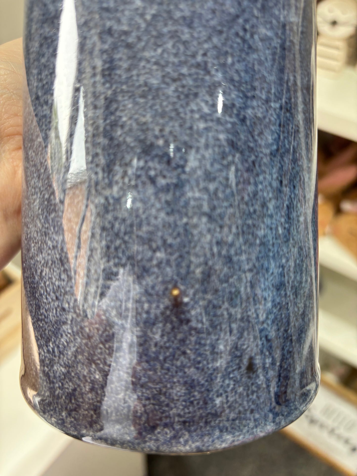 Two Tone Glazed Blue Jug, 19cm - imperfect