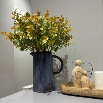 Two Tone Glazed Blue Jug, 19cm