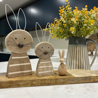 Natural Wooden rabbit with stripes - 2 sizes