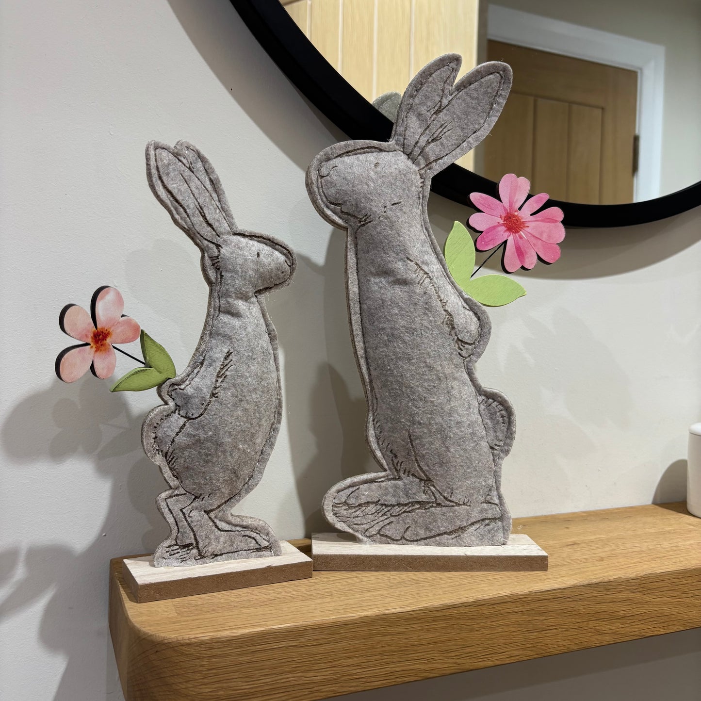 Felt Rabbit With Flower Decoration - two sizes