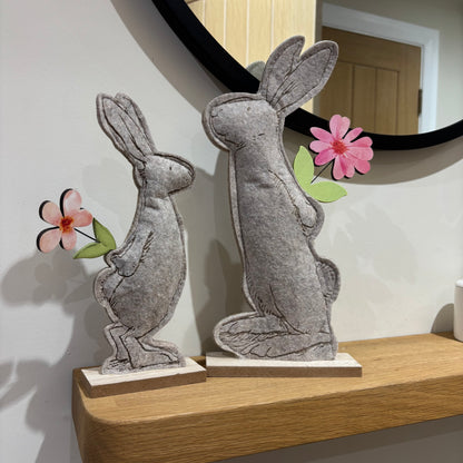 Felt Rabbit With Flower Decoration - two sizes