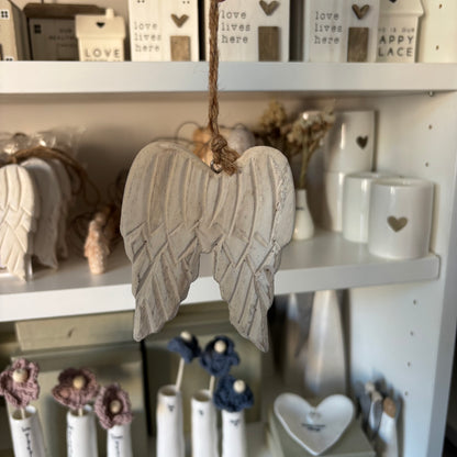 Hanging Carved Wooden Angel Wings