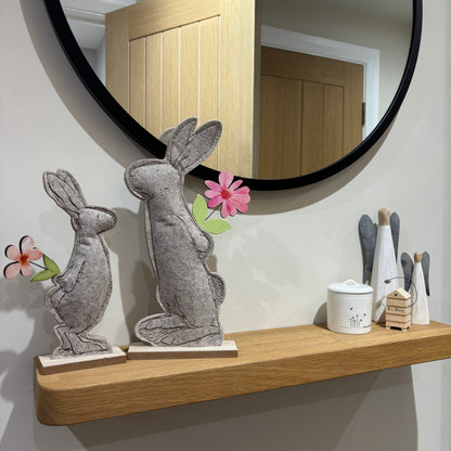 Felt Rabbit With Flower Decoration - two sizes