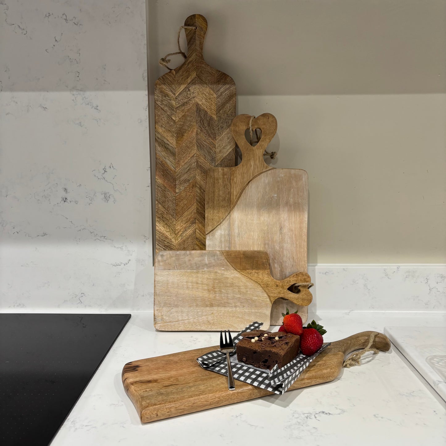 Colmar Long Wooden Serving Platter | Chevron Mango Wood Serving Board