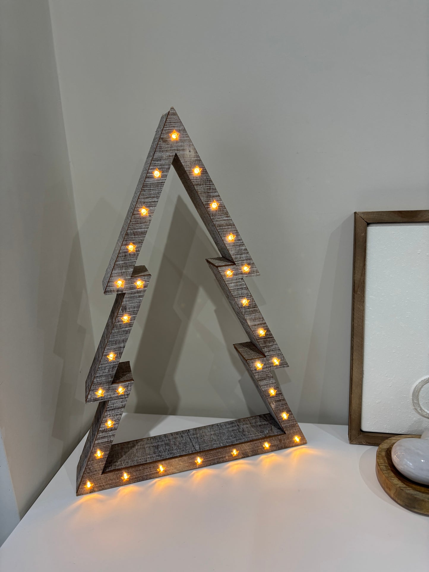 Beige Wooden LED Light up Christmas Trees - individual