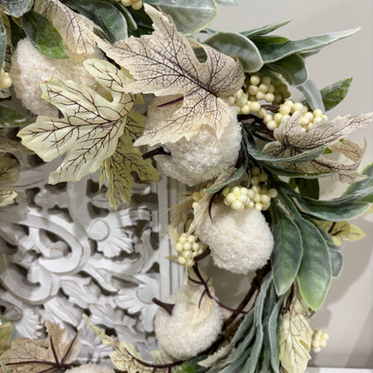 White pumpkin door wreath