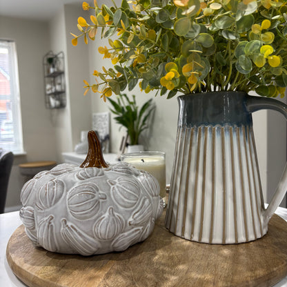 Pretty white pumpkin with pumpkin pattern