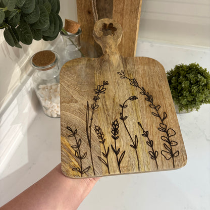Floral Engraved Mango wood board
