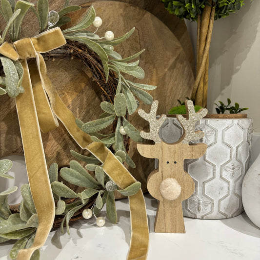 Gracie - Wooden reindeer with gold glitter antlers