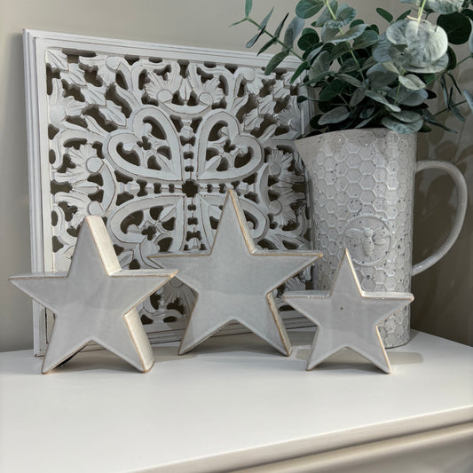 Ceramic Standing Star Decoration - 3 sizes